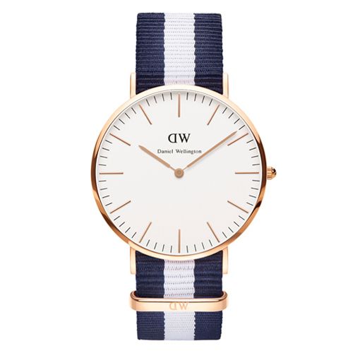 DW Daniel Wellington 經典藍白帆布錶帶-金框/40mm(0104DW) - PChome