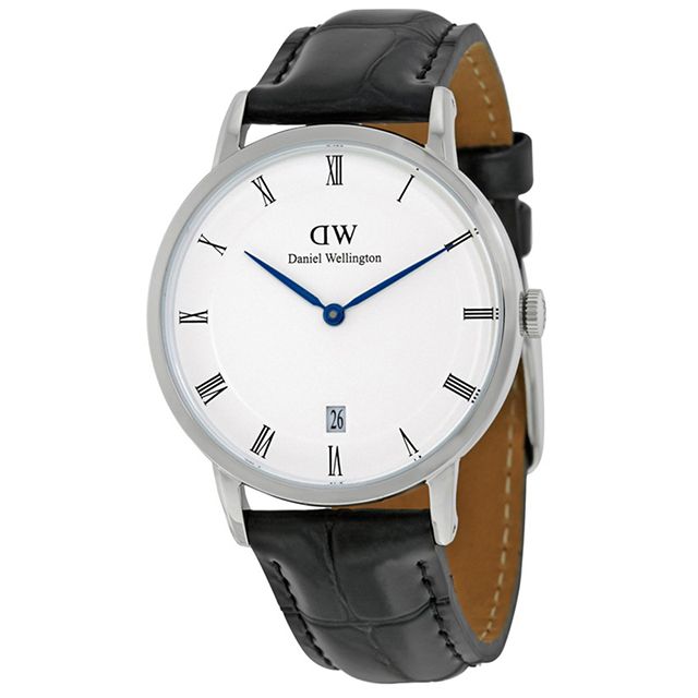 Daniel Wellington Dapper 時尚皮革腕錶-銀框/34mm(DW00100117)