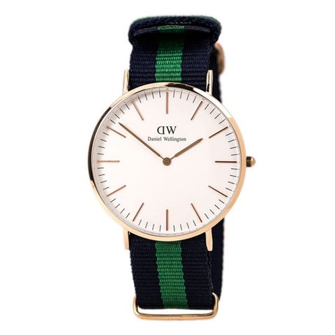 Daniel Wellington CLASSIC瑞典時尚品牌經典簡約尼龍腕錶-藍綠x玫金-40mm/DW00100005/原廠公司貨兩年保固