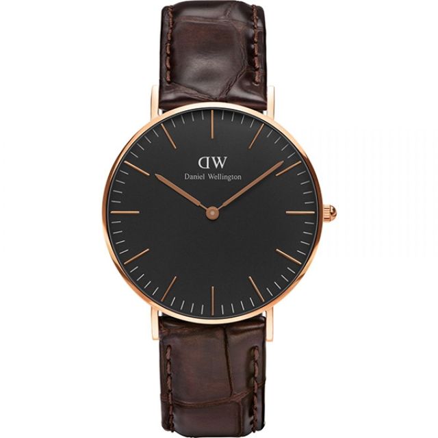 Daniel Wellington CLASSIC瑞典時尚品牌經典簡約真皮腕錶-棕咖棕x玫金-36mm/DW00100140/原廠公司貨兩年保固