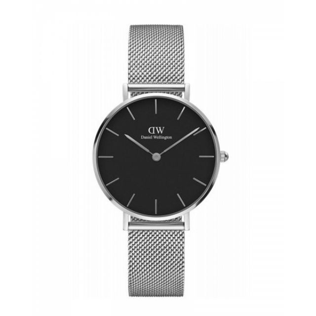 Daniel Wellington PETITE瑞典時尚品牌經典簡約米蘭腕錶-時尚黑x銀-32mm/DW00100162/原廠公司貨兩年保固