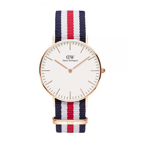 Daniel Wellington Classic Canterbury 36mm藍白紅織紋錶(DW00100030)