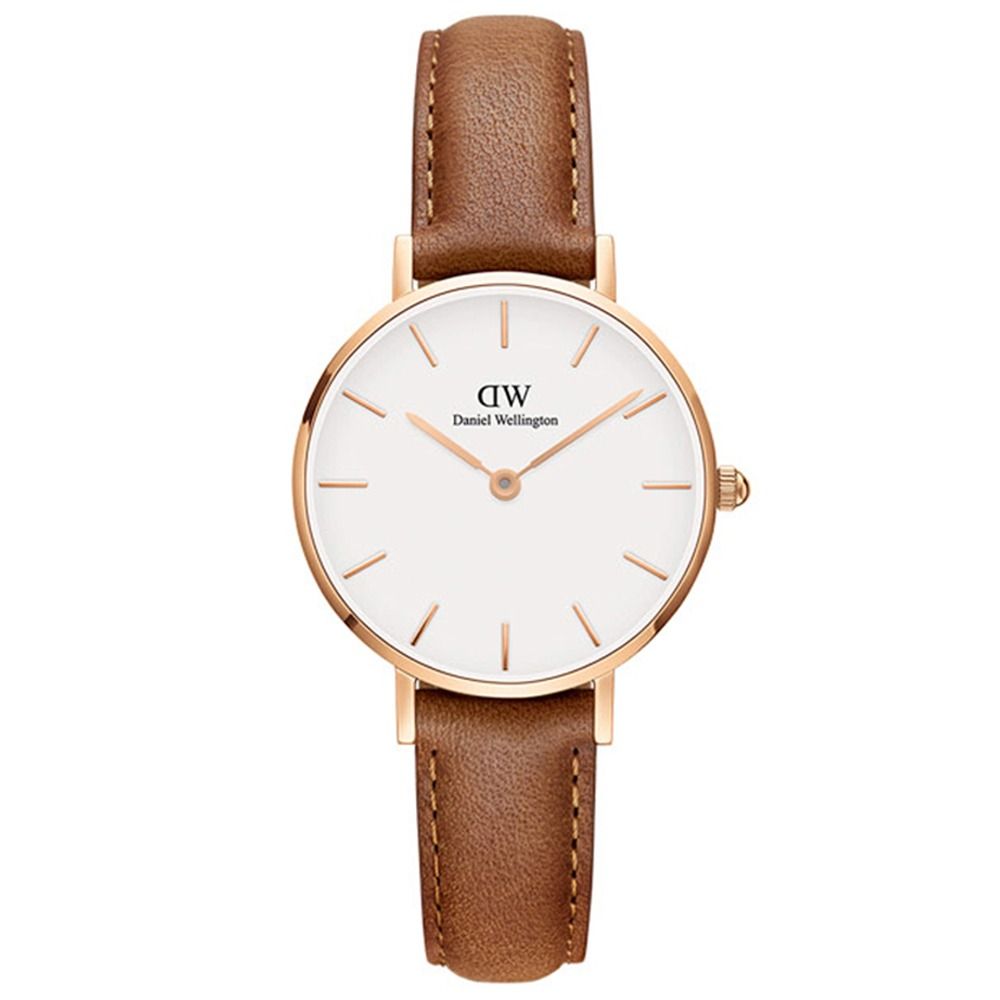 Daniel Wellington Petite Durham 28mm淺棕色真皮皮革錶-DW00100228