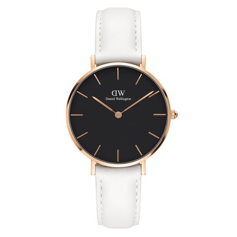 Daniel Wellington DW  經典獨特時尚優質皮革腕錶-玫瑰金框/32mm(DW00100283)