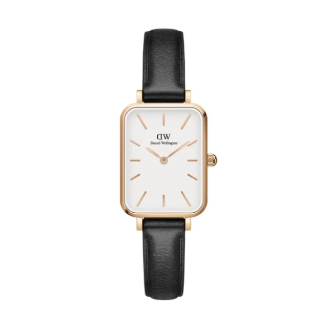 Daniel Wellington QUADRO PRESSED瑞典時尚品牌經典黑真皮方形腕錶-蛋殼白-20x26mm/DW00100434/原廠公司貨兩年保固