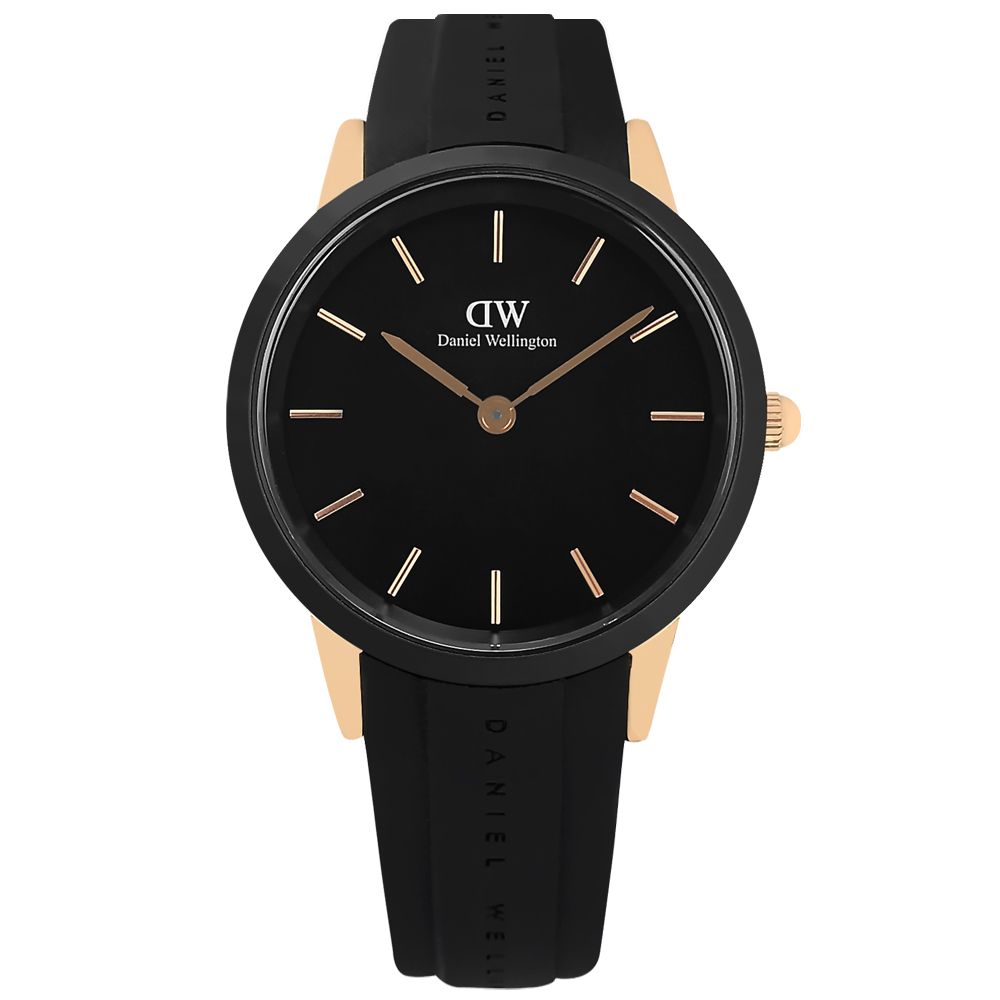 Daniel Wellington DW  / DW00100425 / Iconic Motion 經典時尚 防水100米 橡膠手錶 黑x玫瑰金框 40mm