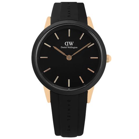 DW Daniel Wellington / DW00100425 / Iconic Motion 經典時尚 防水100米 橡膠手錶 黑x玫瑰金框 40mm
