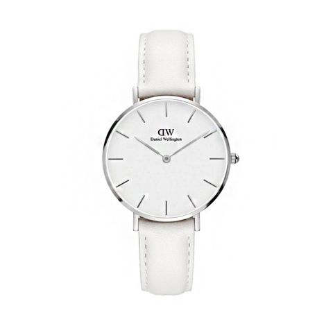 【Daniel Wellington】經典中的獨特時尚優質皮革腕錶-白/28mm-DW00100250