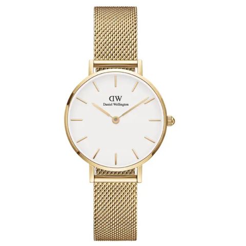 【Daniel Wellington】Petite Evergold 28mm香檳金米蘭金屬錶(DW00100350)