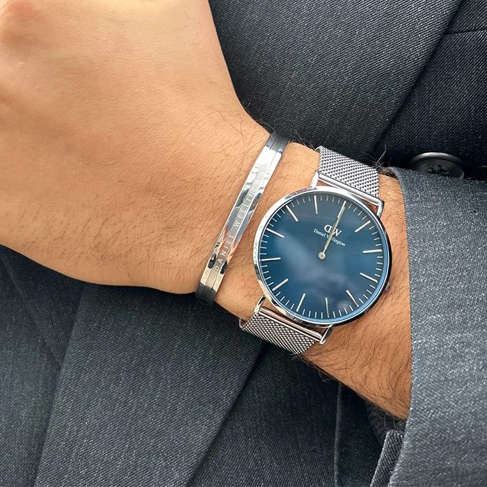 Daniel Wellington Classic 簡約時尚 DW00100628 米蘭錶帶男錶 藍/銀 40mm DW男錶