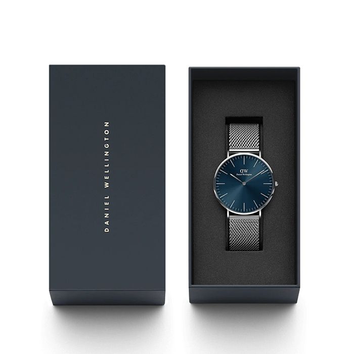 Daniel Wellington Classic 簡約時尚 DW00100628 米蘭錶帶男錶 藍/銀 40mm DW男錶