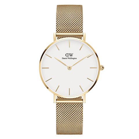 【Daniel Wellington】Petite 簡約時尚 DW00100348 米蘭錶帶女錶 白/淺金 32mm