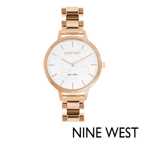 NINE WEST Anagalis綻放系列鋼鍊腕錶/手錶38mm 珍珠白 NW23938