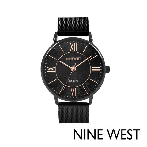 NINE WEST 經典羅馬佳人米蘭腕錶/手錶38mm 黑羅馬 NW24238