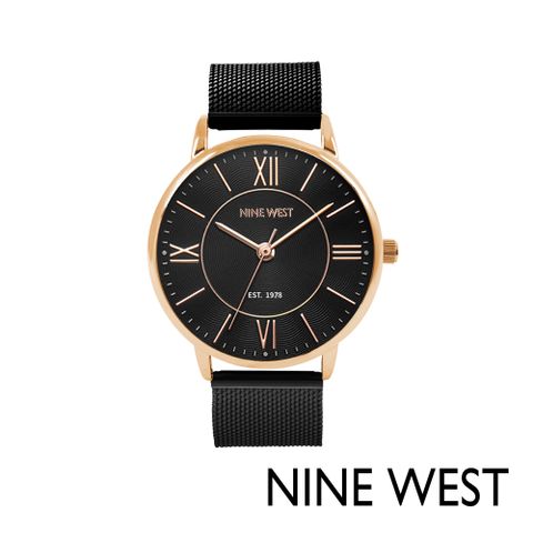 NINE WEST 經典羅馬佳人米蘭腕錶/手錶38mm 黑面金 NW24238