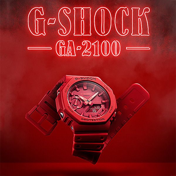 CASIO G-SHOCK 極簡風防水200米計時錶/紅/GA-2100-4A - PChome 24h購物