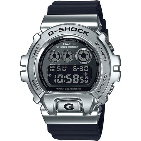 CASIO 卡西歐 G-SHOCK 25周年紀念款街頭嘻哈計時錶/銀/GM-6900-1