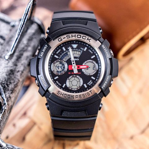 CASIO 卡西歐 G-SHOCK 衝鋒戰士運動概念錶-黑x銀-AW-590-1A