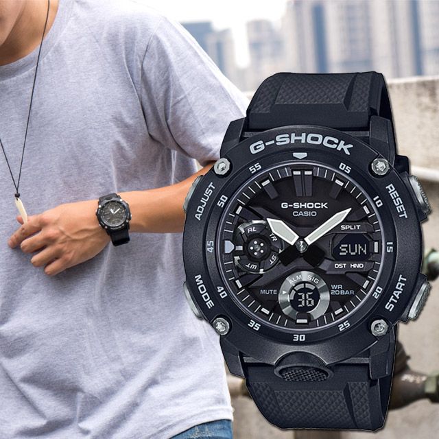 CASIO 卡西歐 G-SHOCK 極簡強悍耐衝擊運動腕錶/黑 (GA-2000S-1ADR)