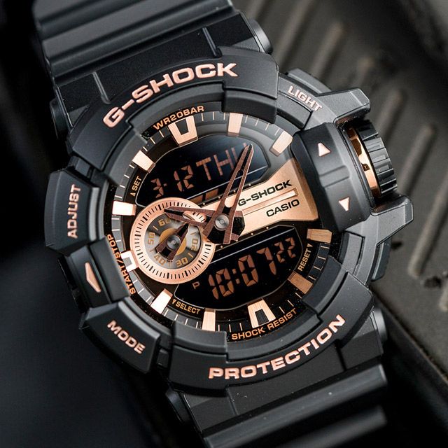 CASIO 卡西歐 G-SHOCK 金屬光澤多層次錶盤設計腕錶-GA-400GB-1A4