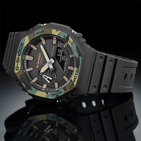 熱銷品牌▼日系手錶CASIO 卡西歐 G-SHOCK 街頭軍事系列八角電子錶-迷彩綠 GA-2100SU-1A