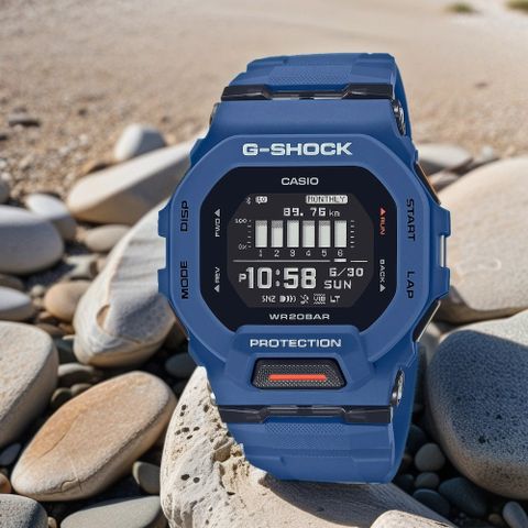 熱銷品牌▼日系手錶CASIO 卡西歐 G-SHOCK 纖薄運動系藍芽計時手錶-海軍藍 GBD-200-2