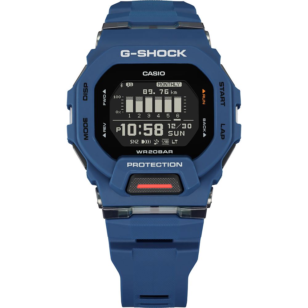 CASIO 卡西歐 G-SHOCK 纖薄運動系藍芽計時手錶-海軍藍 GBD-200-2