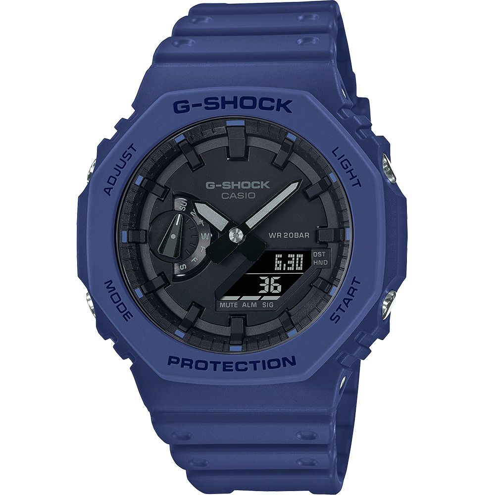 CASIO 卡西歐G-SHOCK 耐衝擊八角雙顯電子錶-藍GA-2100-2A - PChome 24h購物