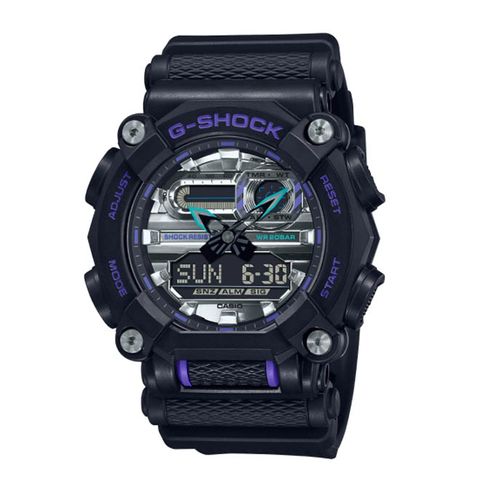 CASIO 卡西歐 G-SHOCK 機械元素風 200米防水 雙顯 運動電子錶 GA-900AS-1A 黑/銀