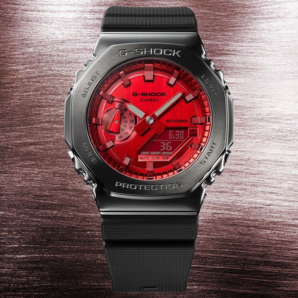 CASIO G-SHOCK 金屬時尚農家橡樹計時錶/紅/GM-2100B-4A - PChome 24h購物