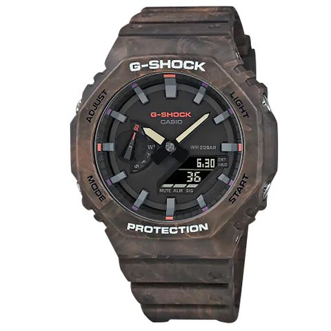 G-SHOCK CASIO / GA-2100FR-5A / 卡西歐 神秘森林系列 八角型 雙顯 防水200米 橡膠手錶 棕色 45mm