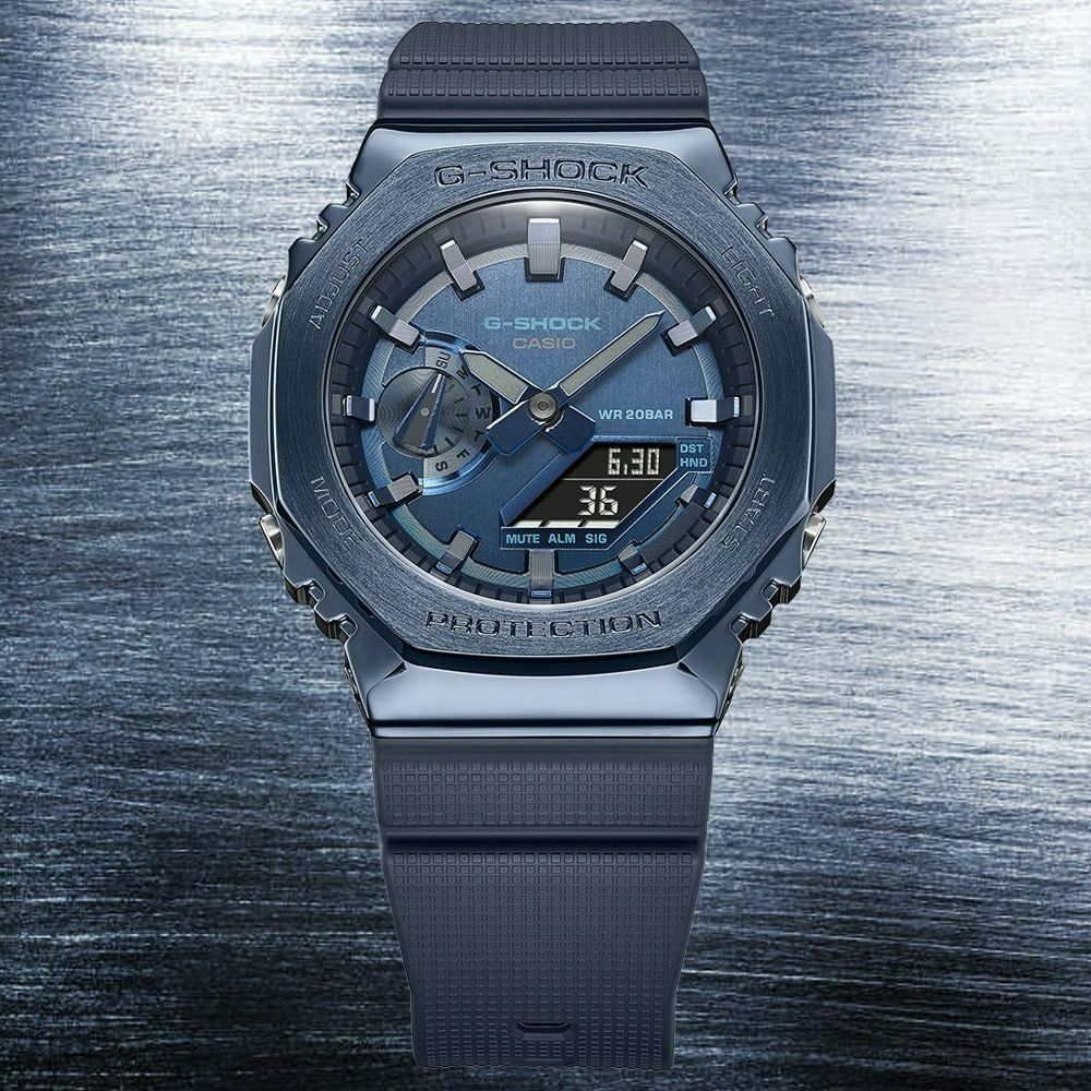CASIO G-SHOCK 金屬時尚農家橡樹計時錶/藍/GM-2100N-2A - PChome 24h購物