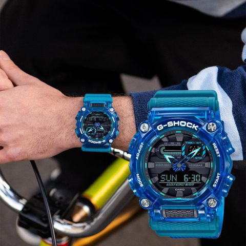 熱銷品牌▼日系手錶CASIO 卡西歐 G-SHOCK 炫彩音浪 工業風雙顯手錶-科技藍 GA-900SKL-2A