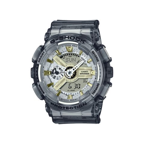 CASIO 卡西歐 G-SHOCK 金屬光澤 半透明雙顯手錶 (透灰 GMA-S110GS-8A)