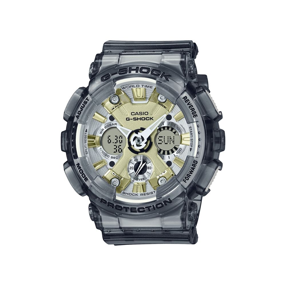 CASIO 卡西歐  G-SHOCK 金屬光澤 半透明雙顯手錶 (透灰 GMA-S120GS-8A)