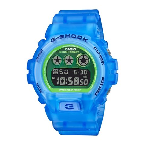 CASIO 卡西歐 G-SHOCK系列 半透明果凍感電子錶 (藍 DW-6900LS-2)