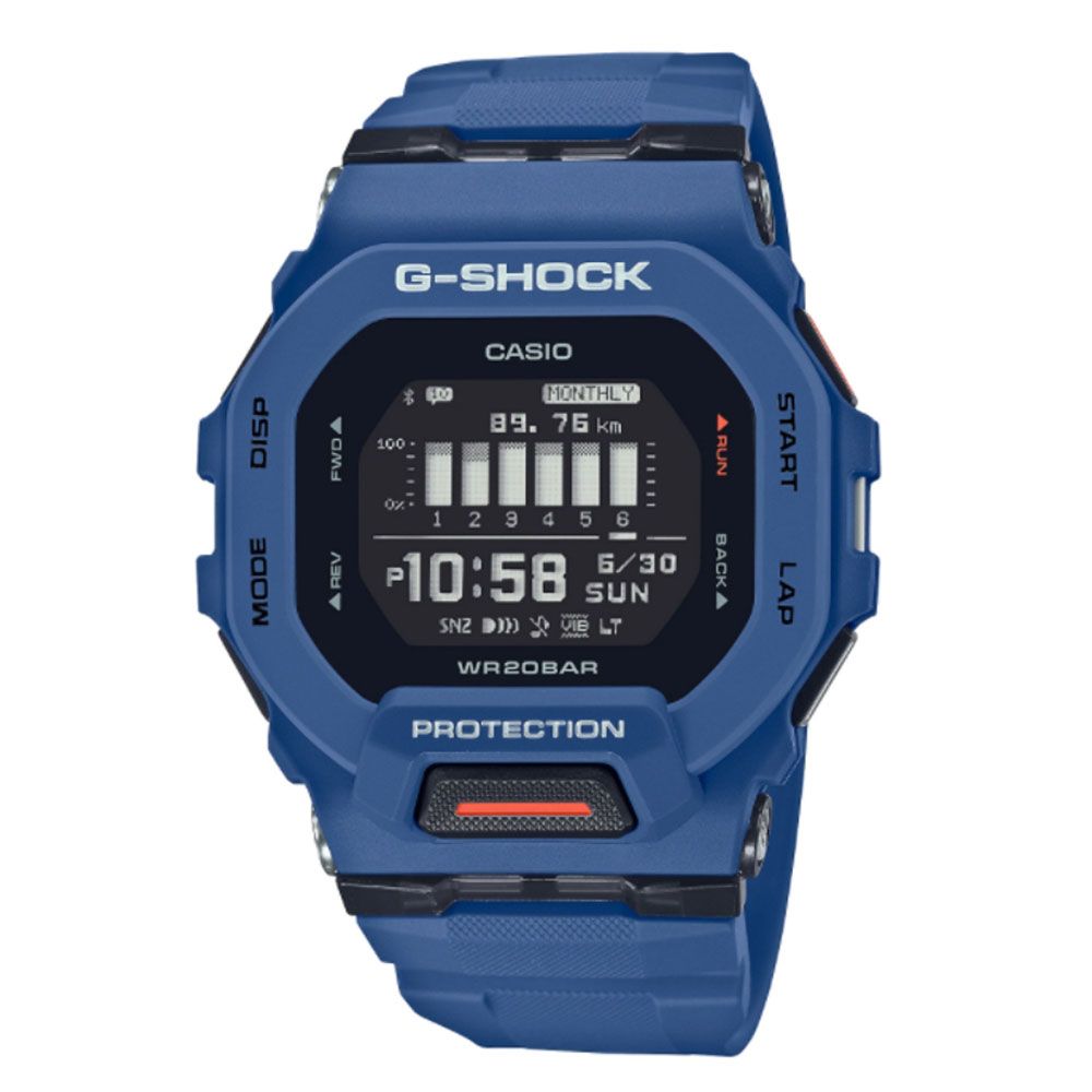 CASIO 卡西歐 G-SHOCK 藍牙連線 纖薄輕巧運動腕錶 交換禮物 聖誕節 GBD-200-2