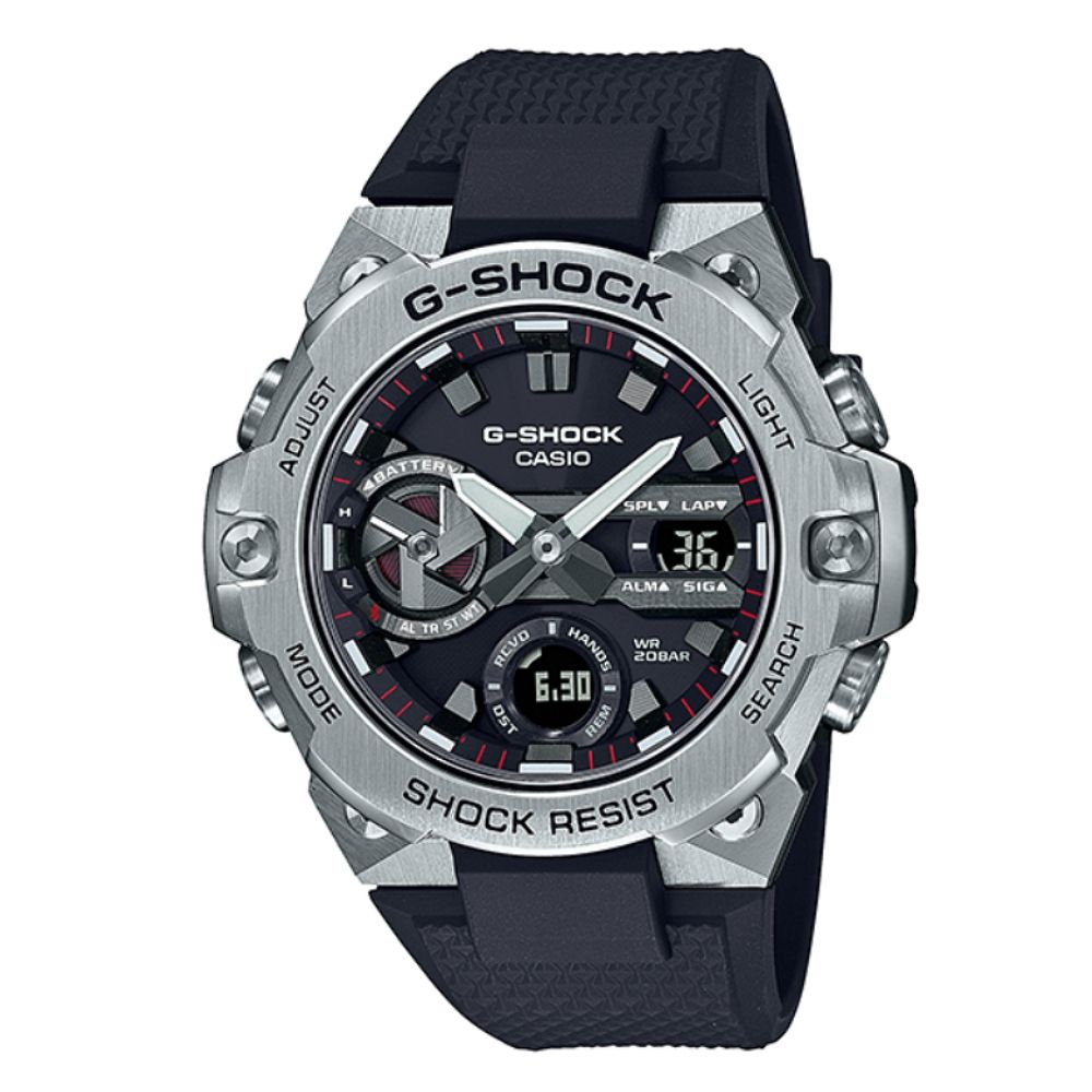 CASIO卡西歐G-SHOCK 太陽能x藍牙連線多功能雙顯腕錶GST-B400-1A