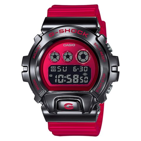 CASIO 卡西歐 G-SHOCK 25周年金屬手錶(黑紅 GM-6900B-4)