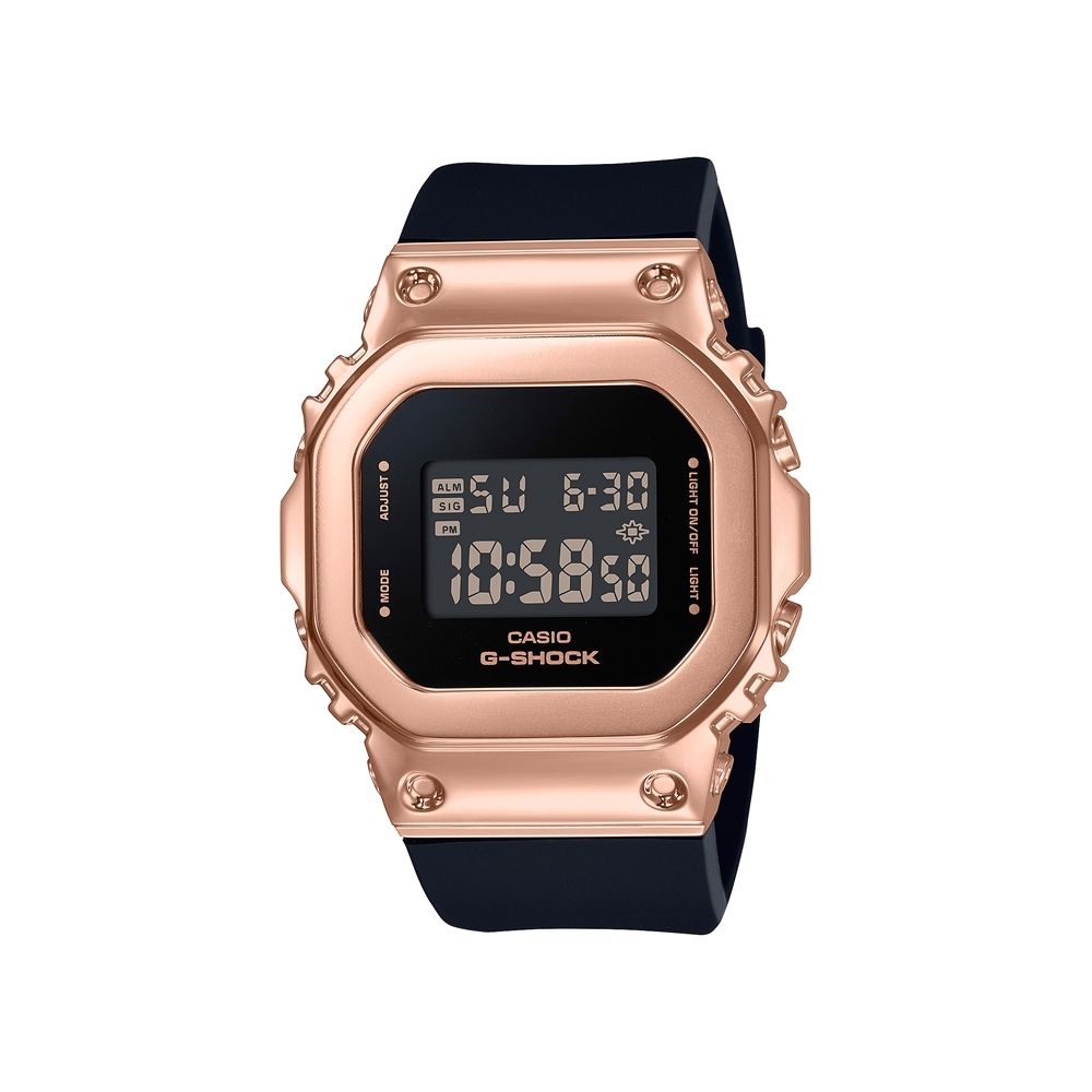 CASIO 卡西歐 G-SHOCK 簡約金屬質感電子錶(玫瑰金x黑 GM-S5600PG-1)