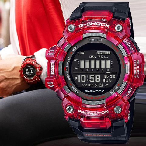 CASIO卡西歐 G-SHOCK 藍牙連線 運動風撞色電子腕錶 母親節 禮物 GBD-100SM-4A1
