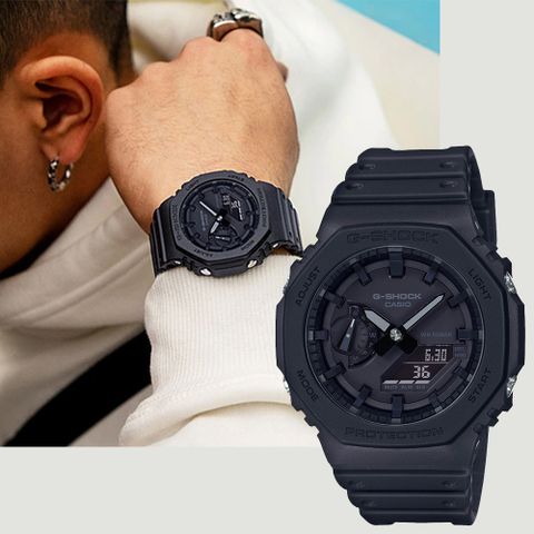 熱銷品牌▼日系手錶CASIO 卡西歐 G-SHOCK 農家橡樹街頭軍事系列八角電子錶-黑 GA-2100-1A1