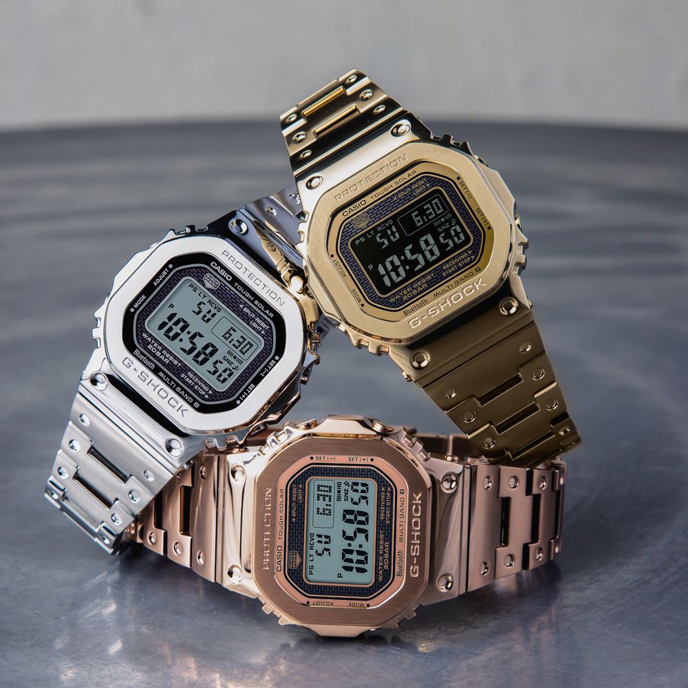 CASIO 卡西歐 G-SHOCK 經典方形太陽能藍牙電波錶/銀/GMW-B5000D-1