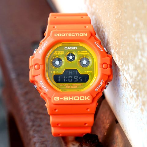 CASIO 卡西歐 G-SHOCK 耀眼夏日數位樹脂腕錶/螢光橘(DW-5900TS-4DR)