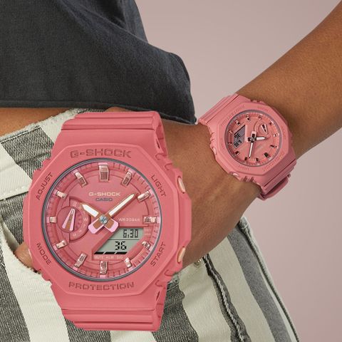 熱銷品牌▼日系手錶CASIO 卡西歐 G-SHOCK 珊瑚粉 八角雙顯女錶 GMA-S2100-4A2