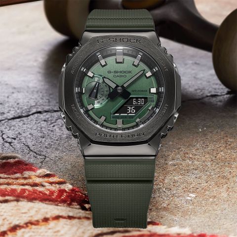 熱銷品牌▼日系手錶CASIO 卡西歐 G-SHOCK 農家橡樹 軍綠 八角雙顯電子錶 GM-2100B-3A
