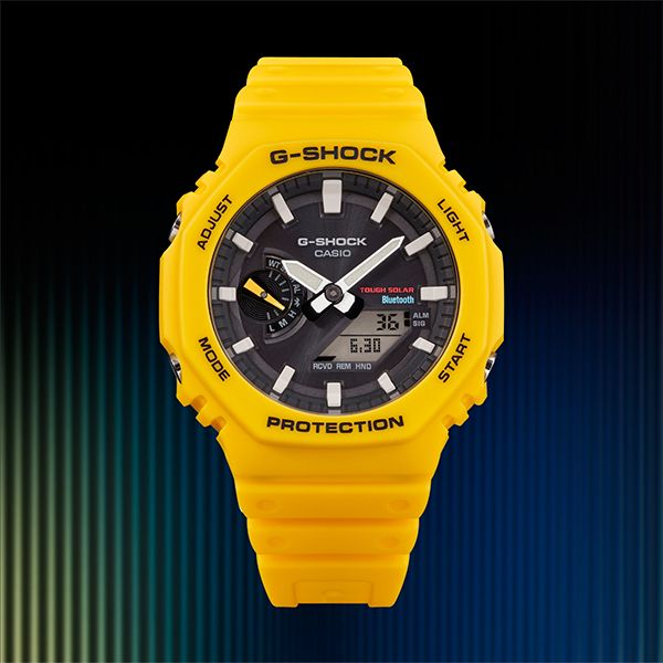 CASIO G-SHOCK 太陽能智慧藍芽農家橡樹計時錶/黃/GA-B2100C-9A