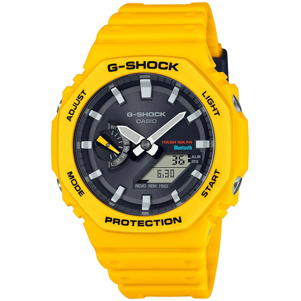 CASIO G-SHOCK 太陽能智慧藍芽農家橡樹計時錶/黃/GA-B2100C-9A