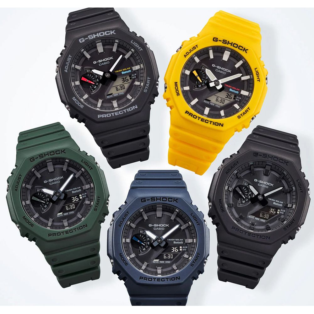 CASIO G-SHOCK 太陽能智慧藍芽農家橡樹計時錶/黃/GA-B2100C-9A