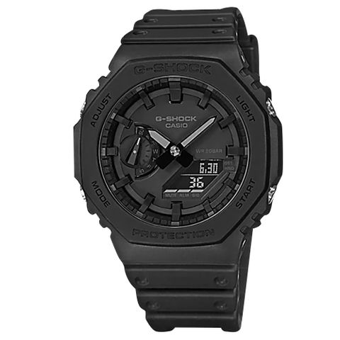 G-SHOCK CASIO / GA-2100-1A1 / 卡西歐 八角型 雙顯 防水200米 橡膠手錶 黑色 45mm